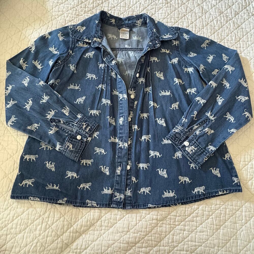 GYMBOREE Girls Denim Cheetah Chambray Tunic Sz 10 Streetwear Summer Casual Kooky